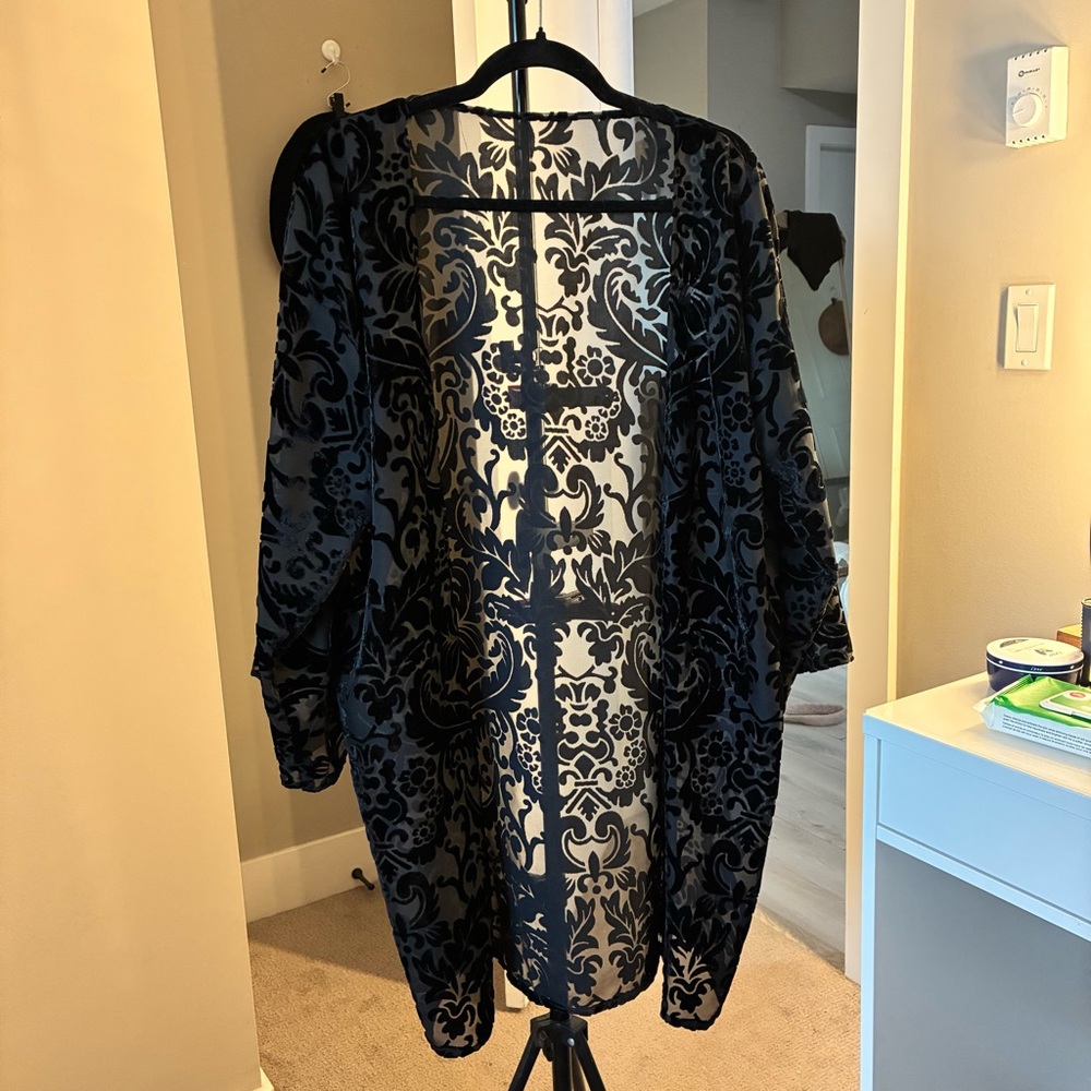 Elegant Black Sheer Kimono